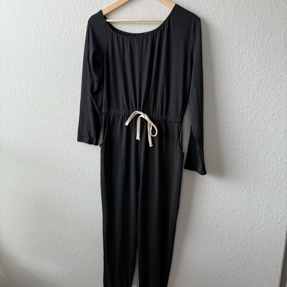 SHEIN Black Jumpsuit One Piece Draped‎ Shoulder Size M